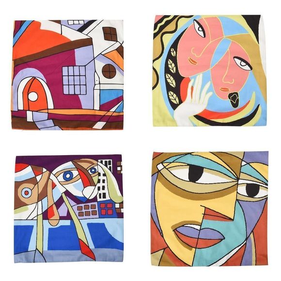Abstract Digital Printed Cushion Cover Set of (4) 18 x 18 in - Picture 1 of 6